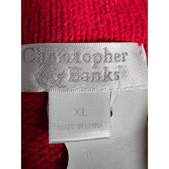 Christopher & Banks Snowman Zip Sweater Vest XL Red Snowman Cotton Ramie Blend - Picture 11 of 16